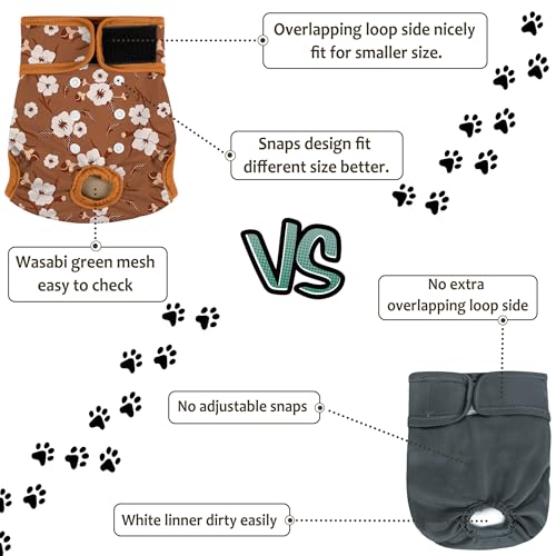 Image of Female Dog Diapers 5Pcs - Premium Reusable Diapers for Doggie in Heat - Highly Absorbent Dog Diapers Female for Pet Incontinence with Adjustable Snaps, Breenish Lily Flower, XXL
