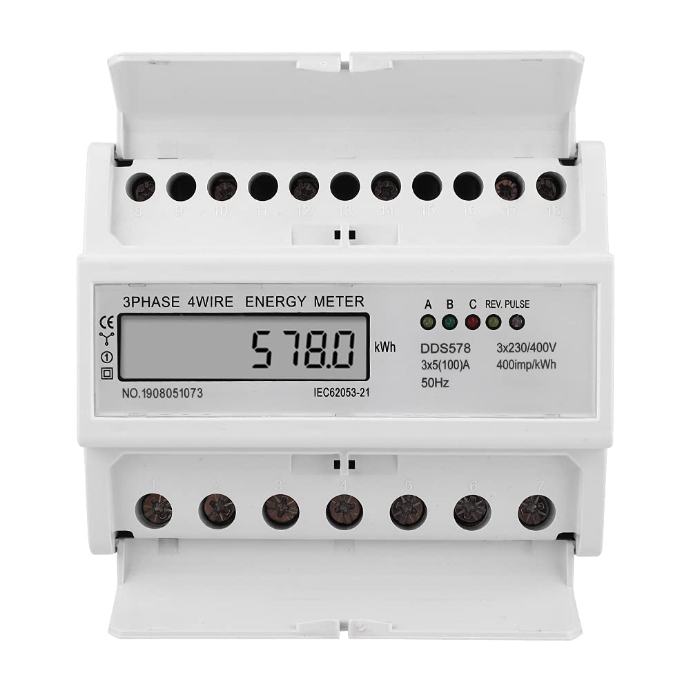 Oumefar Medidor de Potencia Trifásico, Pantalla LCD de 123 Mm