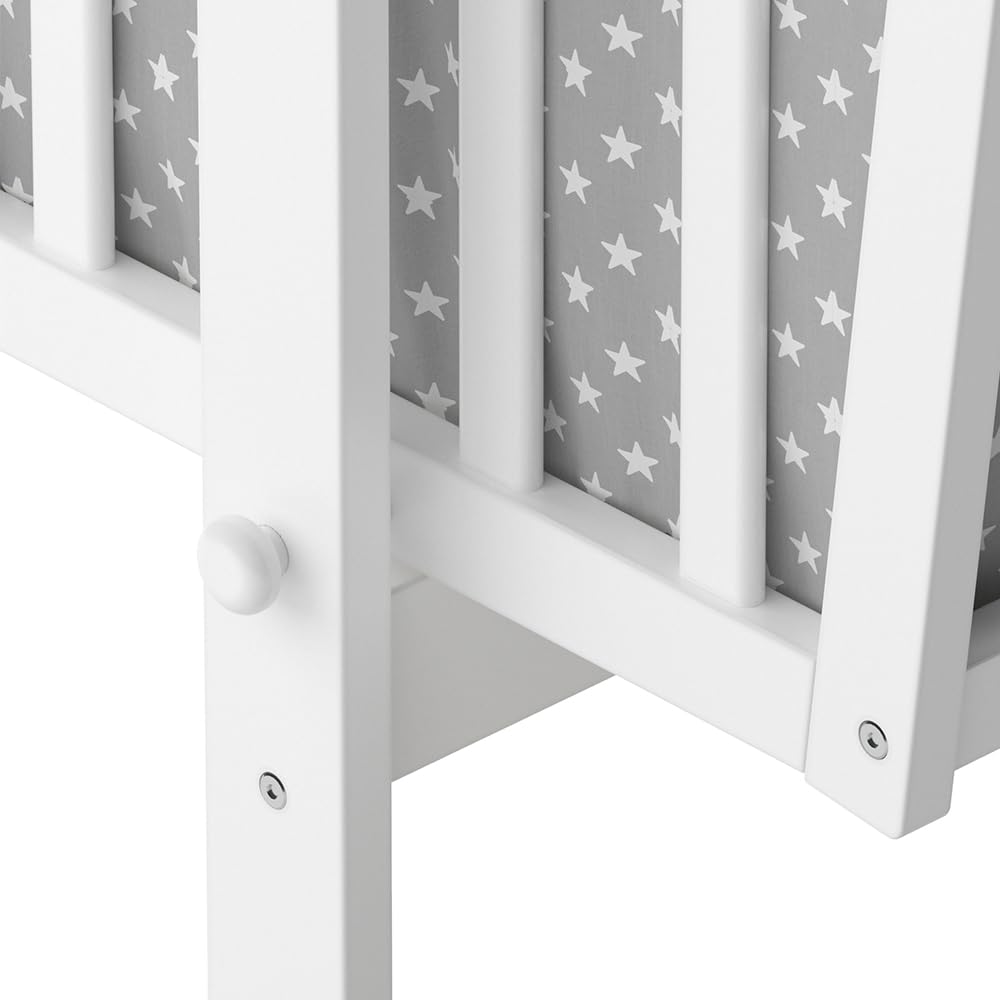 VitaliSpa Berceau pour bébé Noah, Blanc, 40x90 avec des Roues, réglable en Hauteur avec côté Amovible