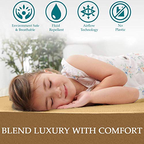 Image of Trance Cotton Feel Terry 80 x 60 inch Ultra Soft Waterproof Mattress Protector | Breathable - Hypoallergenic Fitted Style Mattresses Cover (80x60 inch | 6.66x5 feet, Brown - Pack of 1)