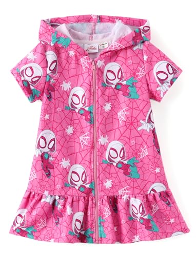 Image of Disney Princess Frozen Stitch Marvel Minnie Girl Swim Cover Up Terry Cloth Swimsuit Coverup Zip-up Bathing Suit Wrap Hooded