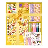 Journal Kit Kids, Floral Diary Set, Craft Stationery Supply, Sticker Accessories and Writing Tools Included Personalized Fun, Creative Expression Scrapbooking, Present Giving 12.01x10.51x1.61 pulgadas