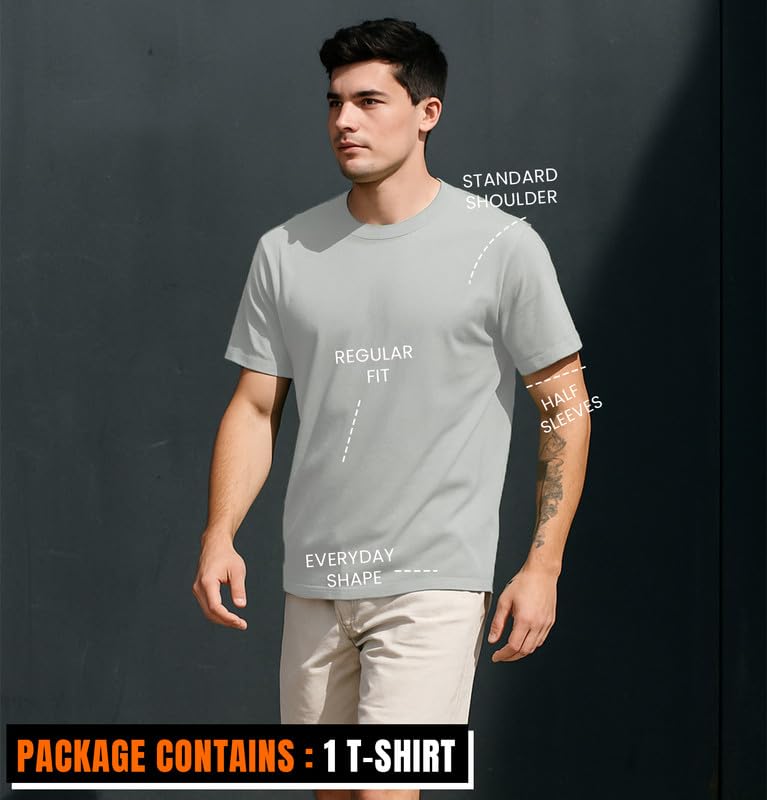Image of Sleepynuts Men's Regular Fit Round Neck Half Sleeves Solid Casual Wear T-Shirt