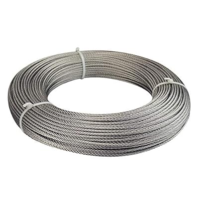 Muzata Stainless Aircraft Steel Wire Rope Cable For Railing ,Decking, DIY Balustrade, 1/8Inch,7x7,328Feet