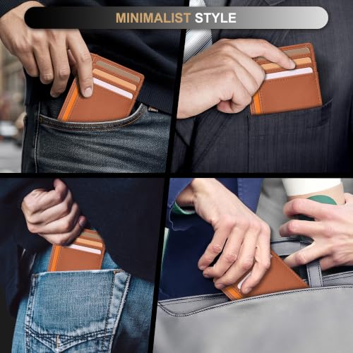 Image of Travelambo Slim Wallet Front Pocket Minimalist Leather RFID Blocking Medium Size