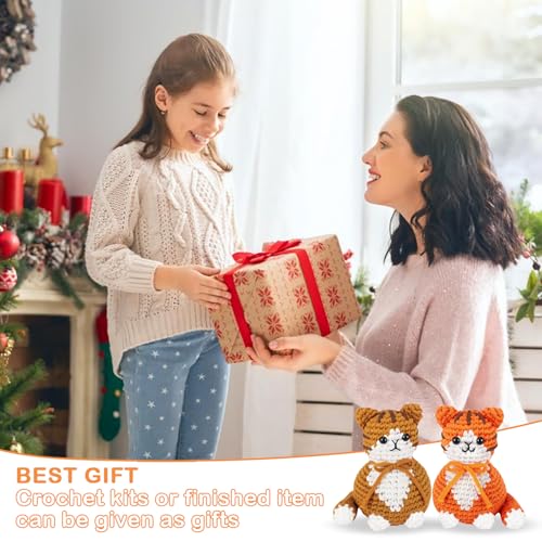 Image of StryWiin Crochet Kit for Beginners, 2 Pcs Cat Crochet Animal Kit with Step-by-Step Video Tutorials, DIY Beginner Crochet Kit for Adults, Ideal for Birthday and Holiday Gifts