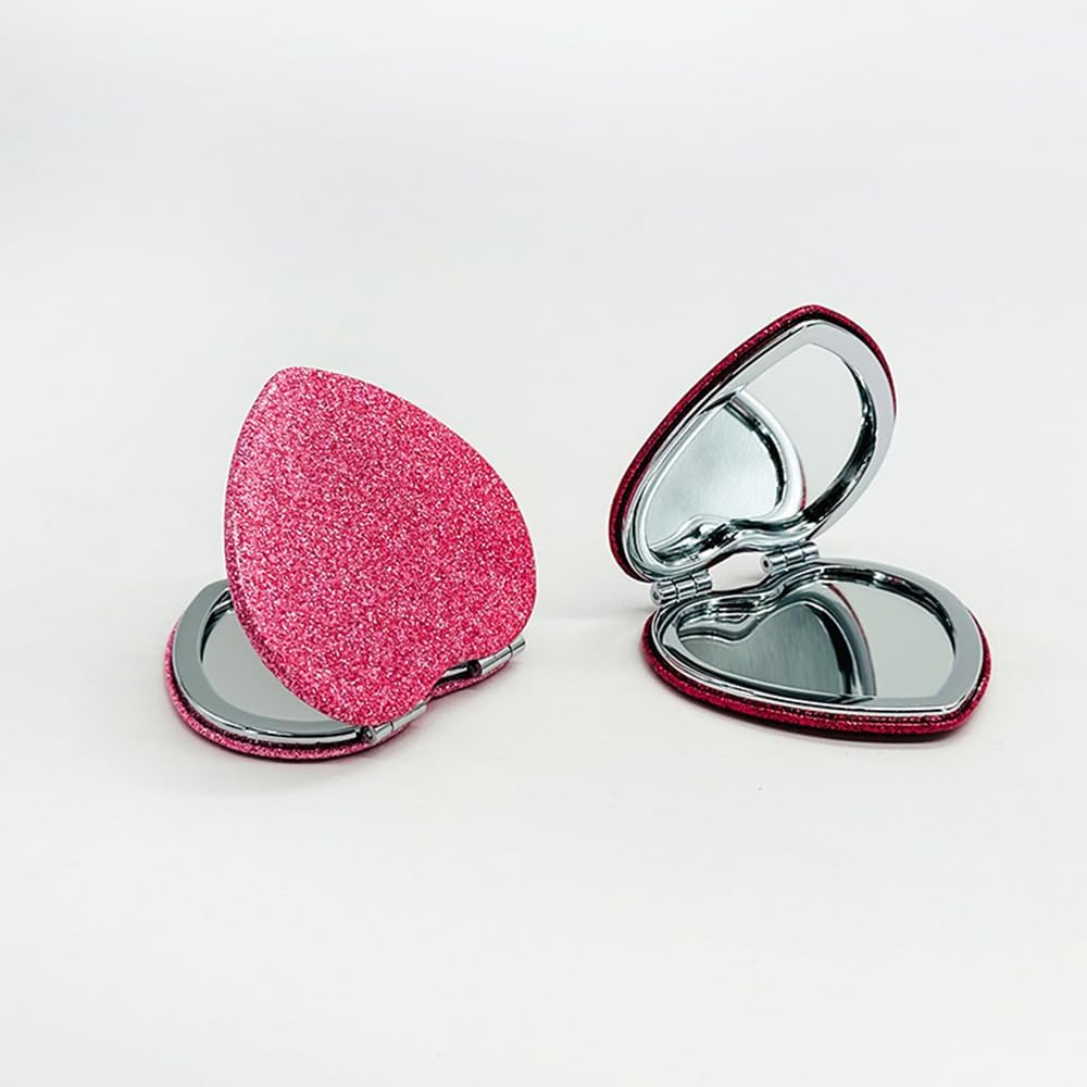Iridescent Shell Compact Mirror, Dual-Sided Portable Makeup Mirror with Protective Case