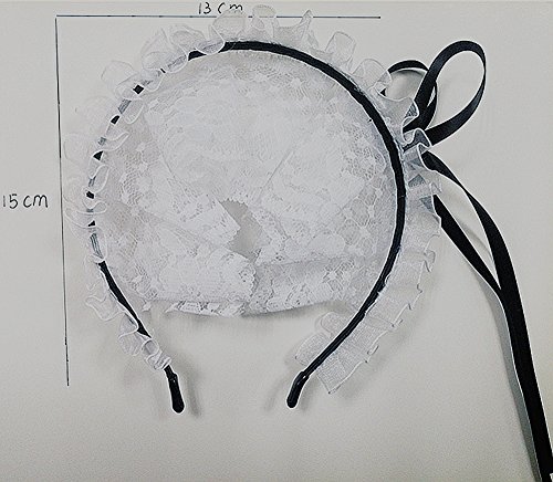 Yomorio Women's Hair Hoop Anime Maid Cosplay Headband Lolita Lace Flower Headwear Hair Accessory White #TOP6