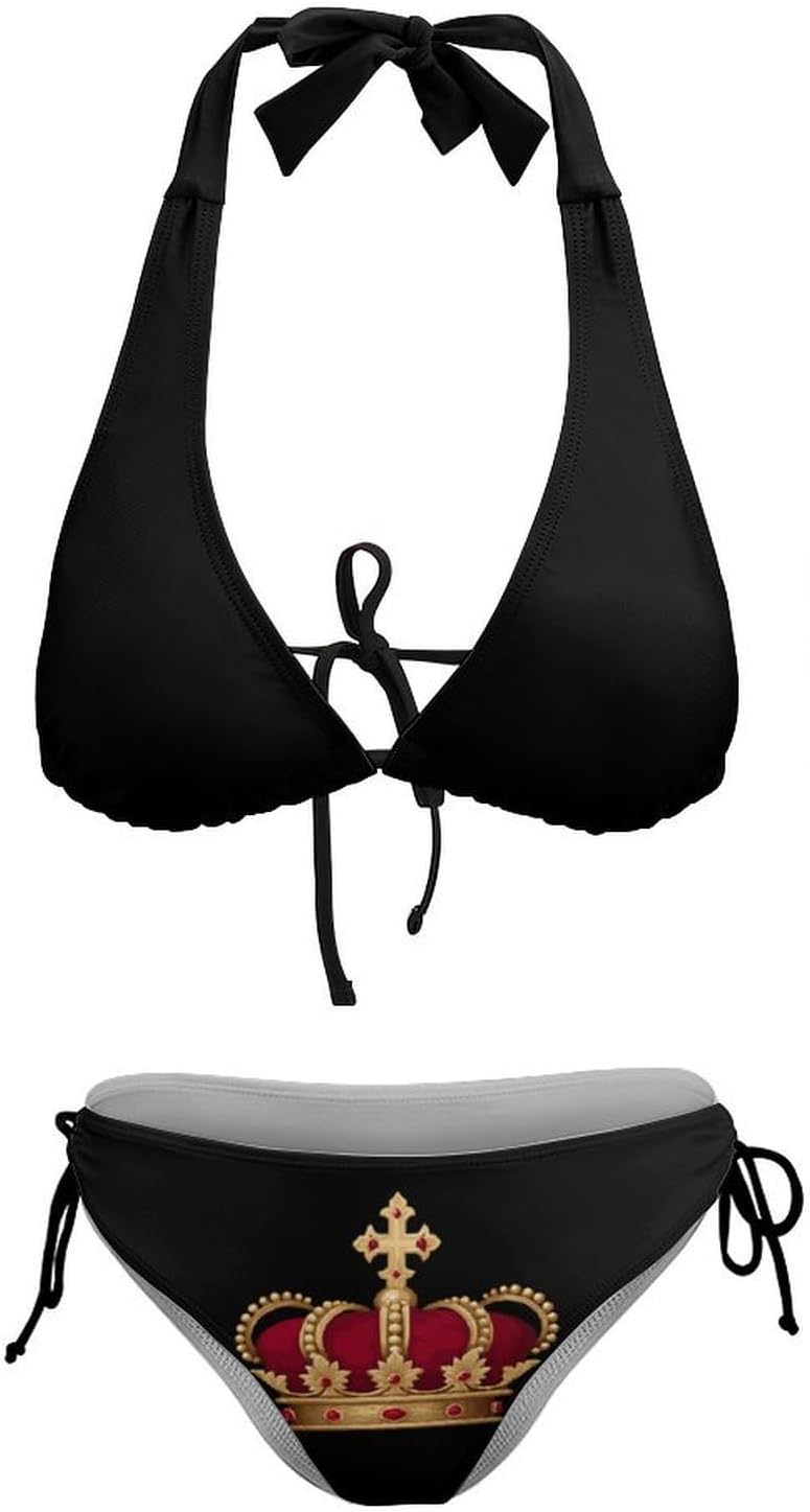 King's & Crowned Novelty Women's 2 Piece String Bikini Set Swimsuits Bathing Suit Swimwear