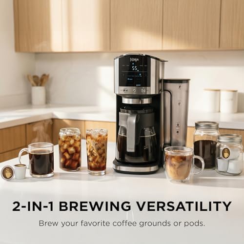 Ninja DualBrew Coffee Maker | Brew Coffee Grounds & Pods | Brew Classic, Rich, Over Ice, & Cold Brew | Brew Single-Serve Cup to Full 12-Cup Carafe | Stainless Steel | GP161 - Thumbnail 4