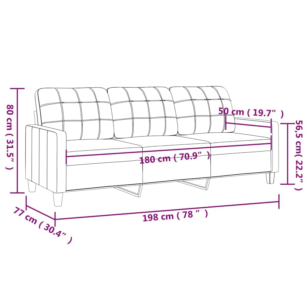 ACAGALA Sofá de 3 plazas con cojines, sofá con reposabrazos, juego de sofá de piel sintética, sofá de salón, moderno sofá para salón, dormitorio, cine en casa o habitación de invitados, 180 cm, marrón