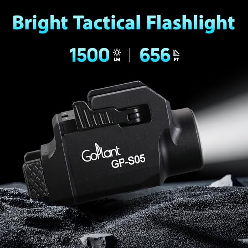 Image of 1500 Lumens Compact Pistol Flashlight, Aluminum Alloy Picatinny Flashlights Weapon Light, Subcompact Tactical Pistol Lights,LED White Light for Handgun, Rechargeable Gun Light