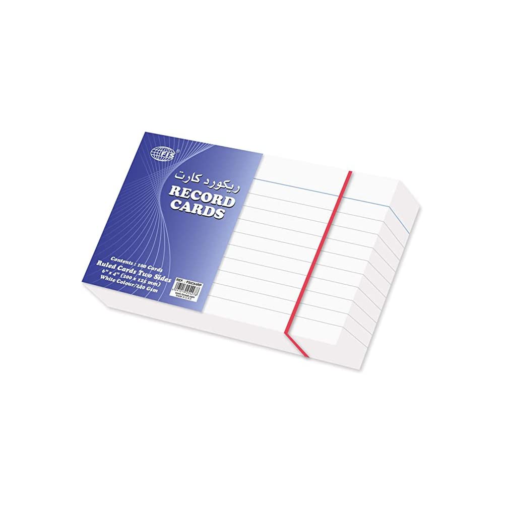 FISFSIC64SP Spiral Ruled Record Card, 240 gsm, 50 Sheets, White