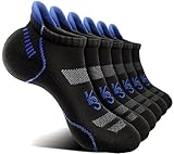 KEMISANT Mens Running Socks 6 Pairs-Athletic Compression Ankle Socks Cushioned for Men Walking-Arch Compression Support(6Pairs,Shoes Size:Men 10-12)