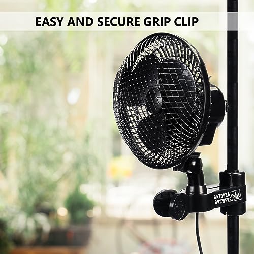Bazooka Growers Rotating 6 Inch Grow Tent Fan With Adjustable Grip Clip And Two Speed Options And Oscillating Feature (Black) #TOP4