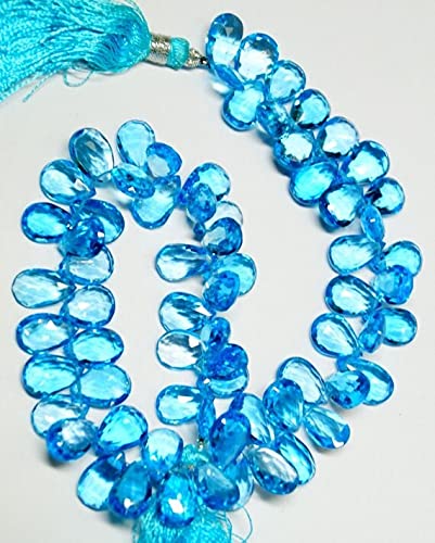 Topaze bleu suisse briolette poire facettée pierre naturelle 6x10mm 7x11mm