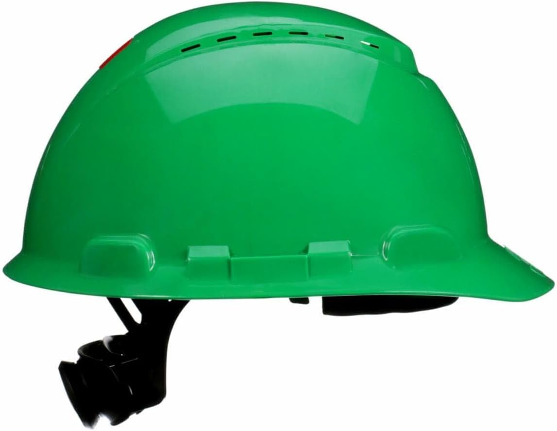 3M™ SecureFit™ Hard Hat H-704SFV-UV, Green, Vented, 4-Point Pressure Diffusion Ratchet Suspension, with UVicator, 20 ea/Case