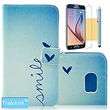 S6 Case, Galaxy S6 Wallet Case, Tradekmk(TM) Brand New Special Slim PU Leather Wallet Stand Protector Case Cover[Colored Drawing Pattern] For Samsung Galaxy S6 [+Stylus+Screen Protector+Cleaning Cloth]-(Series-RF)