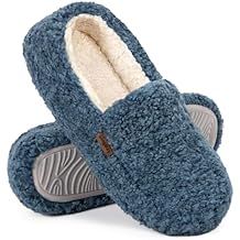 LongBay Womens Fuzzy Memory Foam Slippers Warm Cozy Shearling House Slippers for Ladies Supportive Slip on Indoor Home Shoes