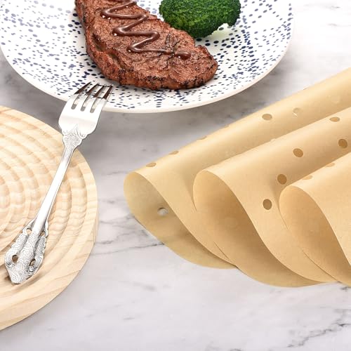 Papel de pergamino para freidora de aire, forros de bambú que evitan comida pegada 8