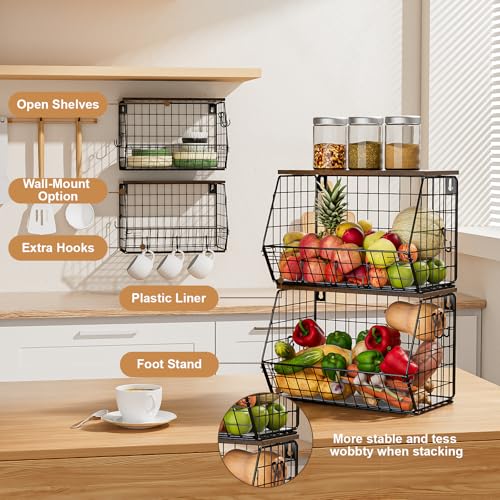 Fruteros de cocina apilables para organizar tus verduras y mantener la encimera despejada 5