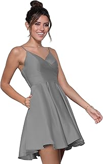 Amazon.com: Grey Satin Short Dress