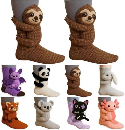 3D Knit Animal Socks, Funny Hand Crocheted Double-Layer Warm Soft Winter Socks 2025 Christmas Gift Cozy Fall Winter