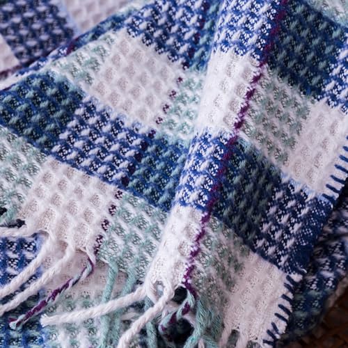 LERUUM Waffle Throw Blanket Double Size Cotton Blue Lightweight Throw for Sofa Couch Armchair Bed 150x200cm (Blue Throw) - Cosy Home Interiors LERUUM Waffle Throw Blanket Double Size Cotton Blue Lightweight Throw for Sofa Couch Armchair Bed 150x200cm (Blue Throw) - Image 4