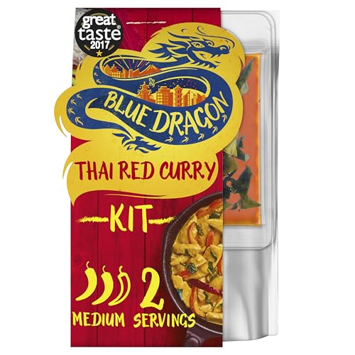 Blue Dragon 3 Step Thai Red Curry Kit 253g | Medium Spice | Serves 2 | Authentic Flavour Meal Kit Including Curry Paste Coconut Milk & Seasoning