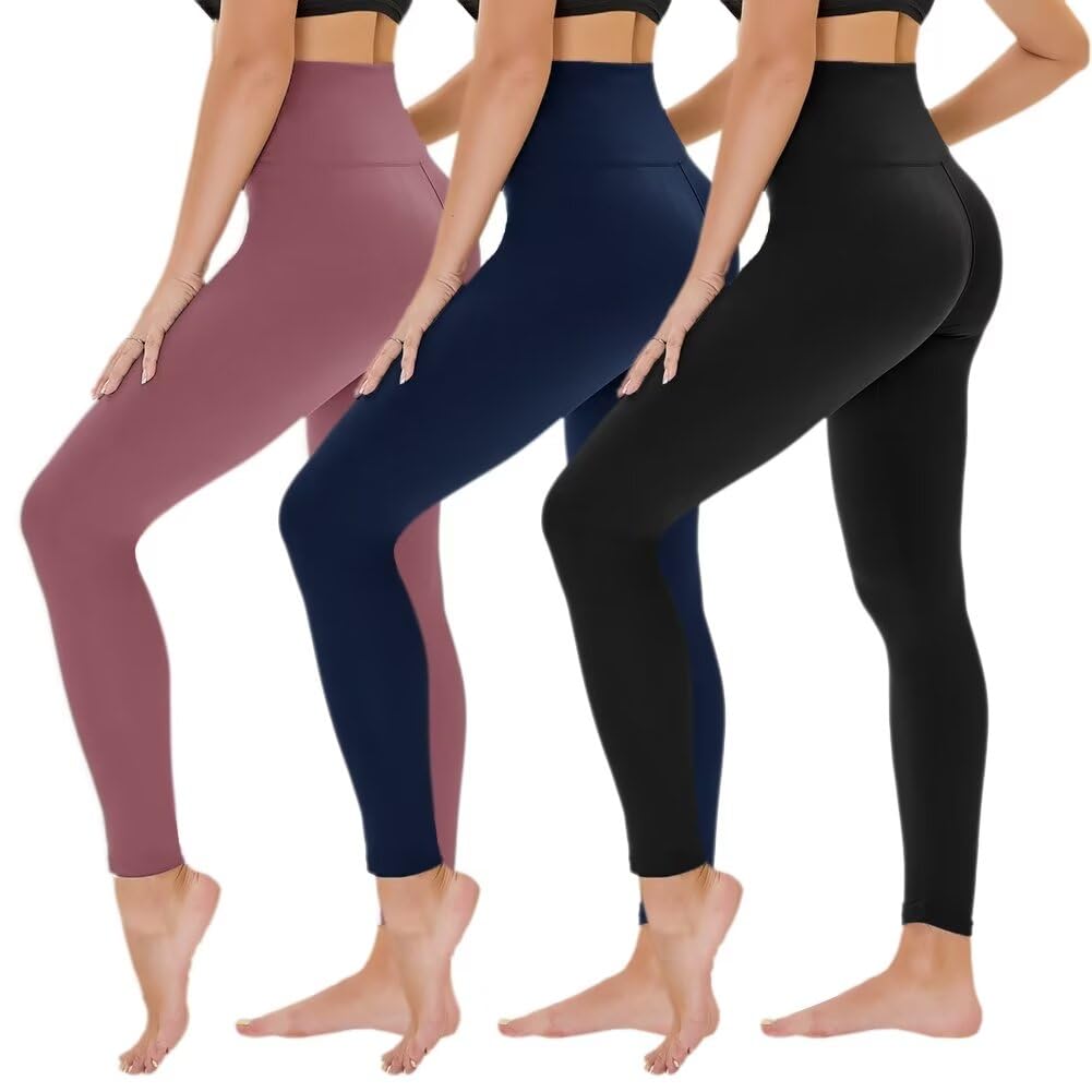 TNNZEET 3er Pack Leggings Damen High Waist Schwarz Sport Leggins | Blickdicht Sporthose, Elastische Yogahose, Weiche Hose für Gym Yoga Outdoor Fashion