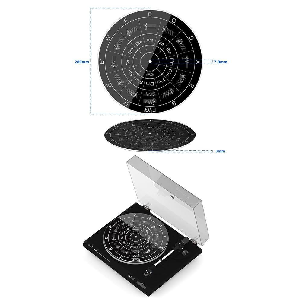 Tappetino per giradischi in acrilico, 30 x 30 x 3 cm, nero, riduzione del rumore e tracciamento migliorato, compatibile con la maggior parte dei giradischi standard