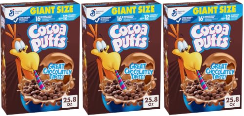 Image of Cocoa Puffs, Chocolate Breakfast Cereal with Whole Grains, Giant Size, 25.8 oz (Pack of 3)
