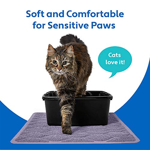 Mighty Monkey Durable Easy Clean Cat Litter Box Mat, Great Scatter Control Mats, Keep Floors Clean, Soft On Sensitive Kitty Paws, Cats Accessories, Large Size, Slip Resistant, 24X17, Purple #TOP3