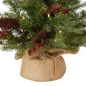 Nationaltreecompanyprelitfeelrealartificialminichristmastreegreennordicsprucewhitelightsflockedwithpineconesredberriesincludesburlapbagbase3feet Urban Country Home Decor National tree company pre lit feel real artificial mini christmas tree green nordic spruce white lights flocked with pine cones red berries includes burlap bag base 3 feet urban country home decor