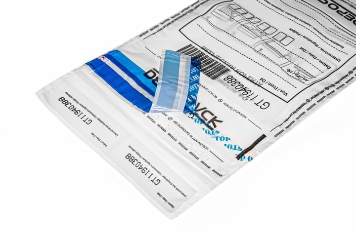 Sicherheitsumschläge LDPE – manipulationssicherer Sicherheitsbeutel mit fortlaufender Nummerierung & Kontrollabschnitt, starke Schweißnähte, 50 Stück je Variante (Transparent, B5 (185 × 260 mm))