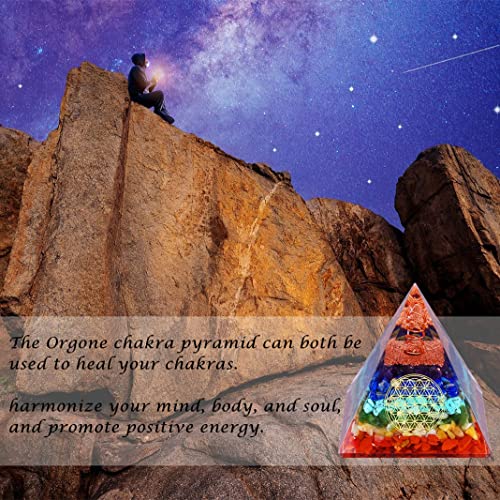 7 Chakra Orgonite Pyramid, Orgone Crystal Pyramid For Positive Energy Protection, Anti-Stress, Spiritual Balance And Healing Crystal Gemstone Pyramid - Perfect For Office/Home Decor #TOP1