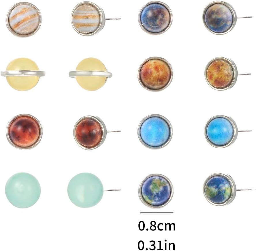 Planet Stud Earrings for Women Universe Galaxy Solar System Space Jewelry Eight Planets Guardian Star Saturn Gifts - Image 5