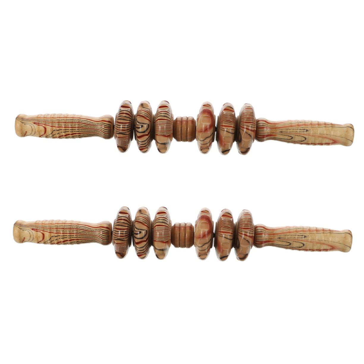 FOMIYES 2pcs Wooden Rollers Belly Massager 6 Wheel Abdominal Back Massager Tool for Full Body Relaxation