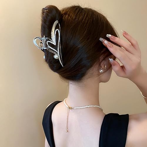 Miniatura 6 de Pinzas para el cabello para el día de San Valentín, diseño de lujo, pinzas para el cabello con forma de corazón, exquisitos diamantes de imitación,