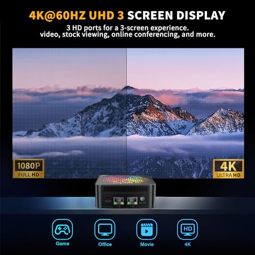 Image of TUREWELL HSI Mini PC, Alder Lake N95 - Quad-Core 3.4GHz, 8GB DDR5 256GB SSD Mini Desktop Computer, WiFi 5 /BT5.0 /USB3.0 /Gigabit Ethernet, Triple 4K Display Micro Computer for Home Office (HSI-95)