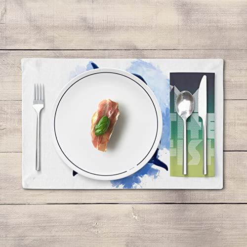 Watercolor Painting Killer Whales Placemats For Dining Table Linen Heat Resistant Place Mats Kitchen Table Mats Non Slip Washable Easy Clean Durable Place Pads 1 Pcs #TOP2