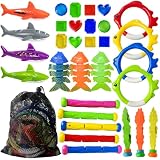 Jasonwell Pool Diving Toys Games - 31 PCS Swimming Pool Toys for Kids Teens with Diving Rings Dive Sticks Underwater Treasures Torpedo Bandits Fish Toy etc Fun Water Swim Toy for Boys Girls Adults