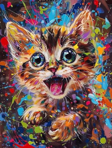 Pintar por Números de Gato para adultos relajarse pintando cuadros al óleo acrílico 100x130cm