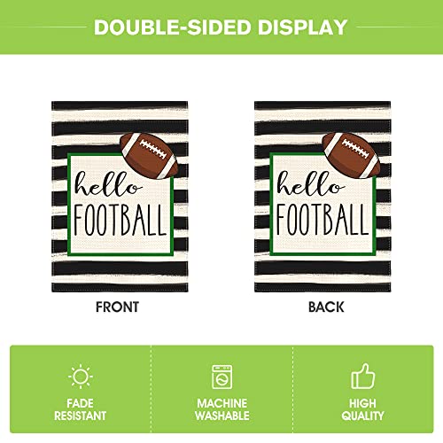 Avoin Watercolor Stripes Hello Football Garden Flag Vertical Double Sided, Holiday Party Sports Yard Outdoor Decoration 12 X 18 Inch #TOP5