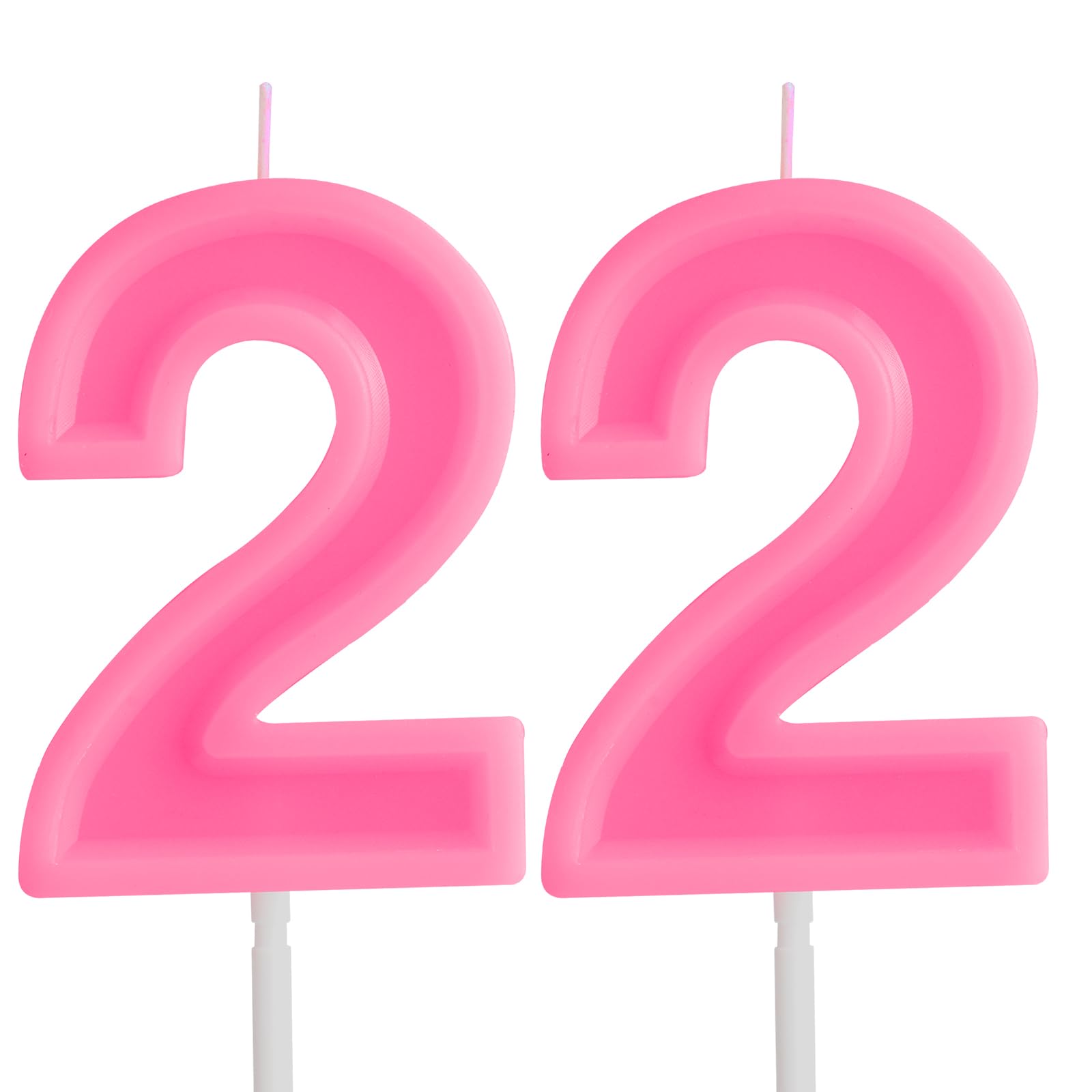 Macaron Pink 22th Birthday Candles,Pink Macaron Birthday Candle for Cake,Numeral Cake Topper Decoration for Sweet Girls Birthday Party Supplies