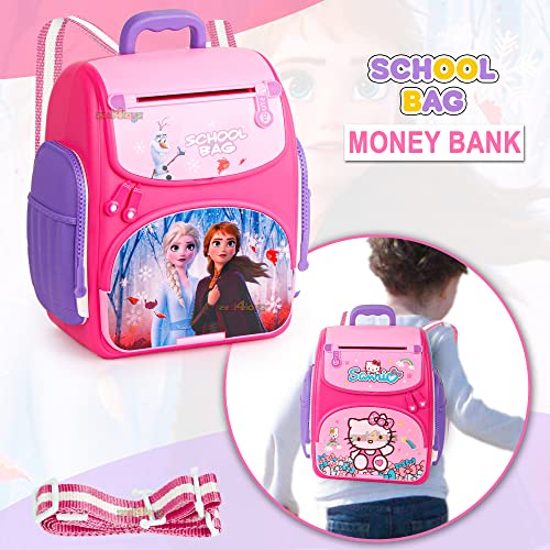 Image of zest 4 toyz ATM Piggy Bank Money Saving Bank for Real Money Cash Coin School Bag Musical Money Safe for Kids Girls Piggy Savings Bank with Finger Print Sensor (Pack of 1) Multicolor