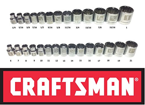Craftsman Laser Etched Easy Read 28 Piece SAE Standard & Metric 3/8