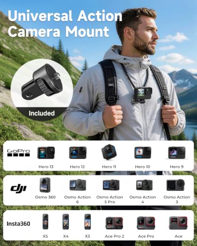 2026 POV Neck Mount for Action Cameras, 26" Flexible Gooseneck, 59" Adjustable Chest Strap, 360°Quick Release Camera Mount for Go Pro Hero 13/12/11/10/9, DJI Osmo Action 5 Pro/4/3/2, Insta360 X5/X4/X3 - image 4