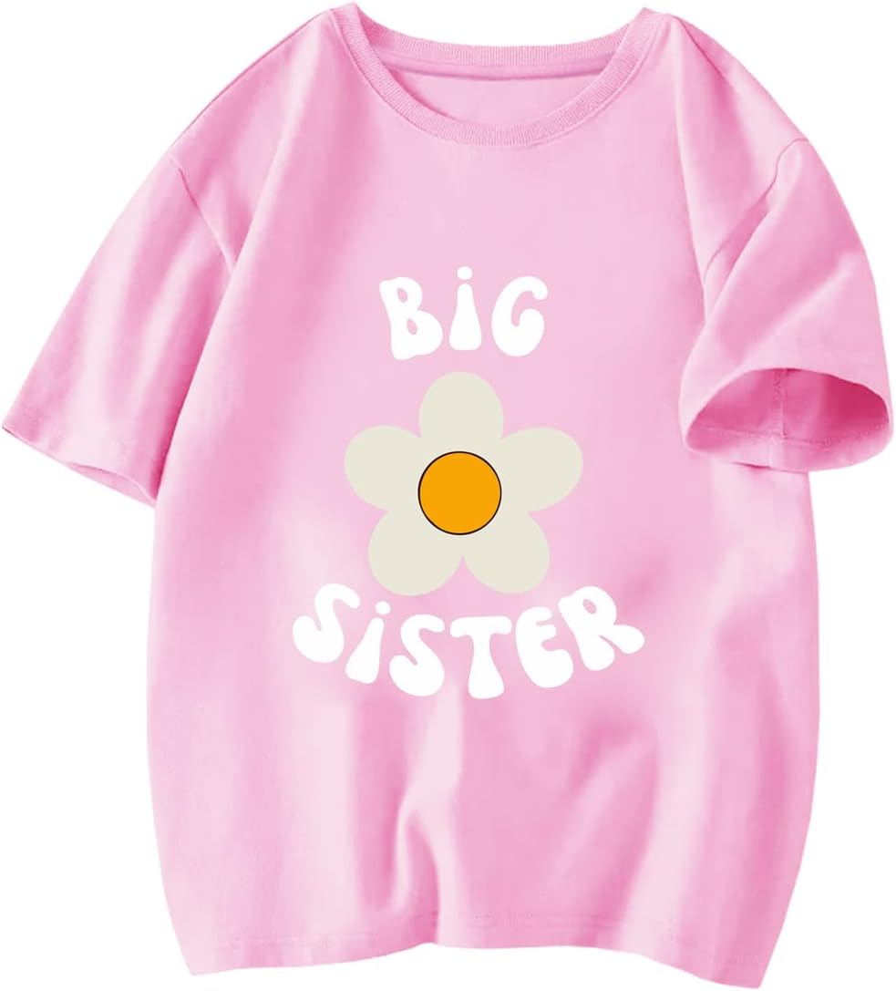 Big Sister Shirt Toddler Girls T-Shirt Promoted to Big Sister Clothes Outfit Announcement Tees Little Kids Top 2-7T