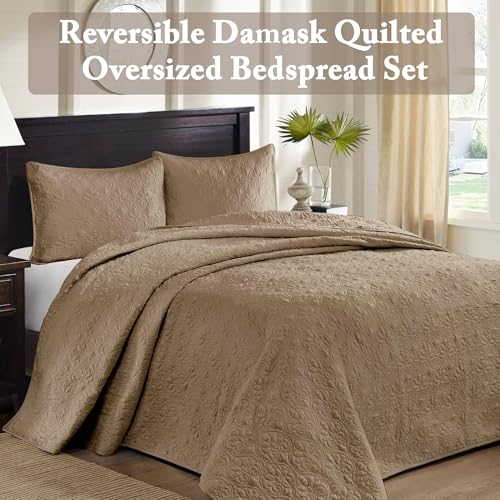 image for Madison Park Quebec Reversible Quilt Set Damask Design, Double Sided S